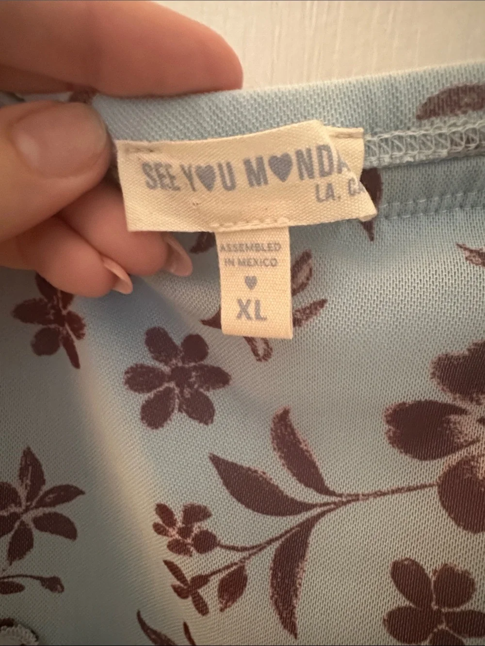 NWOT- Cottagecore Light Blue & Brown Floral Asymmetrical Midi Skirt- Size XL